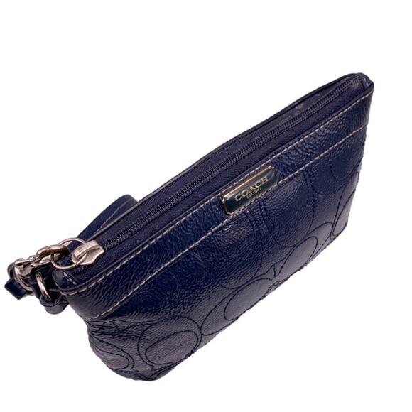 COACH Blue Signature Patent Leather Wristlet - Picture 5 of 7